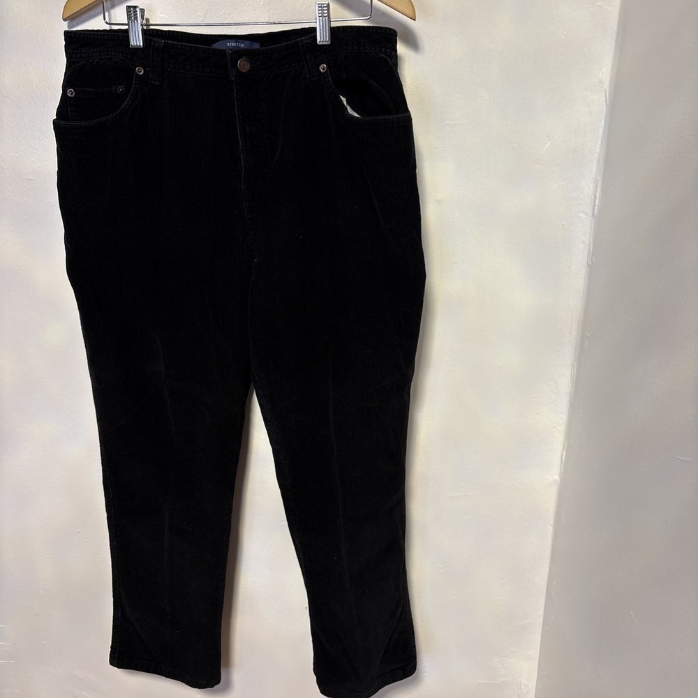 Bill Blass Corduroy Pants WOMENS 16 Relaxed Black 5 POCKET